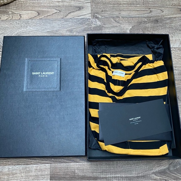 Saint Laurent Paris Striped Pocket Tee Mens Small - Picture 2 of 14